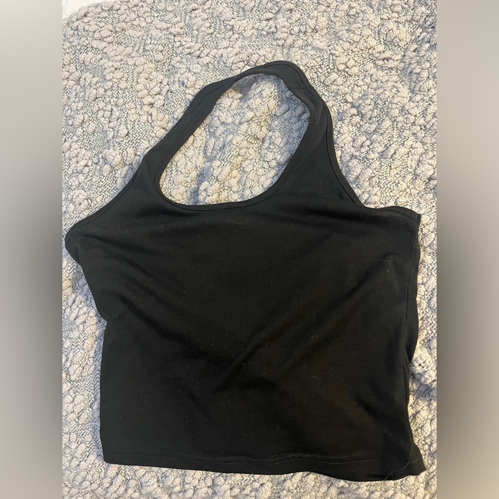 a black halter crop top